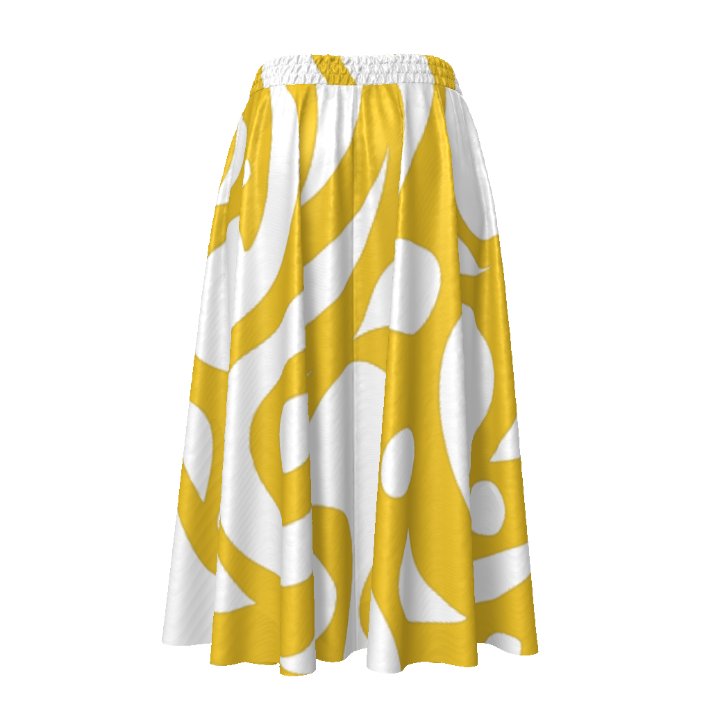 Stripped Flared Midi Skirt