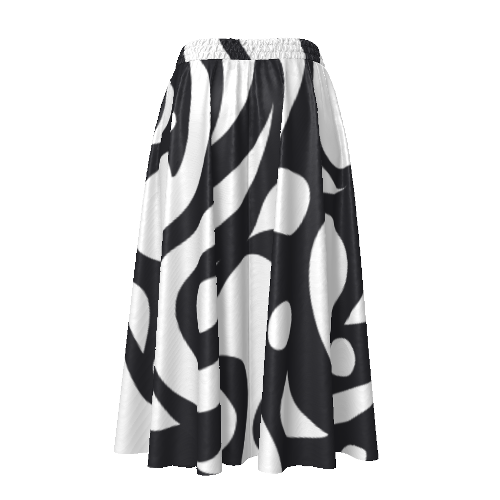 Stripped Flared Midi Skirt