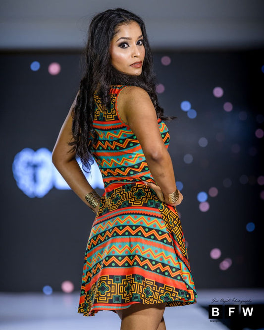 Afro-vibrant Skater Dress