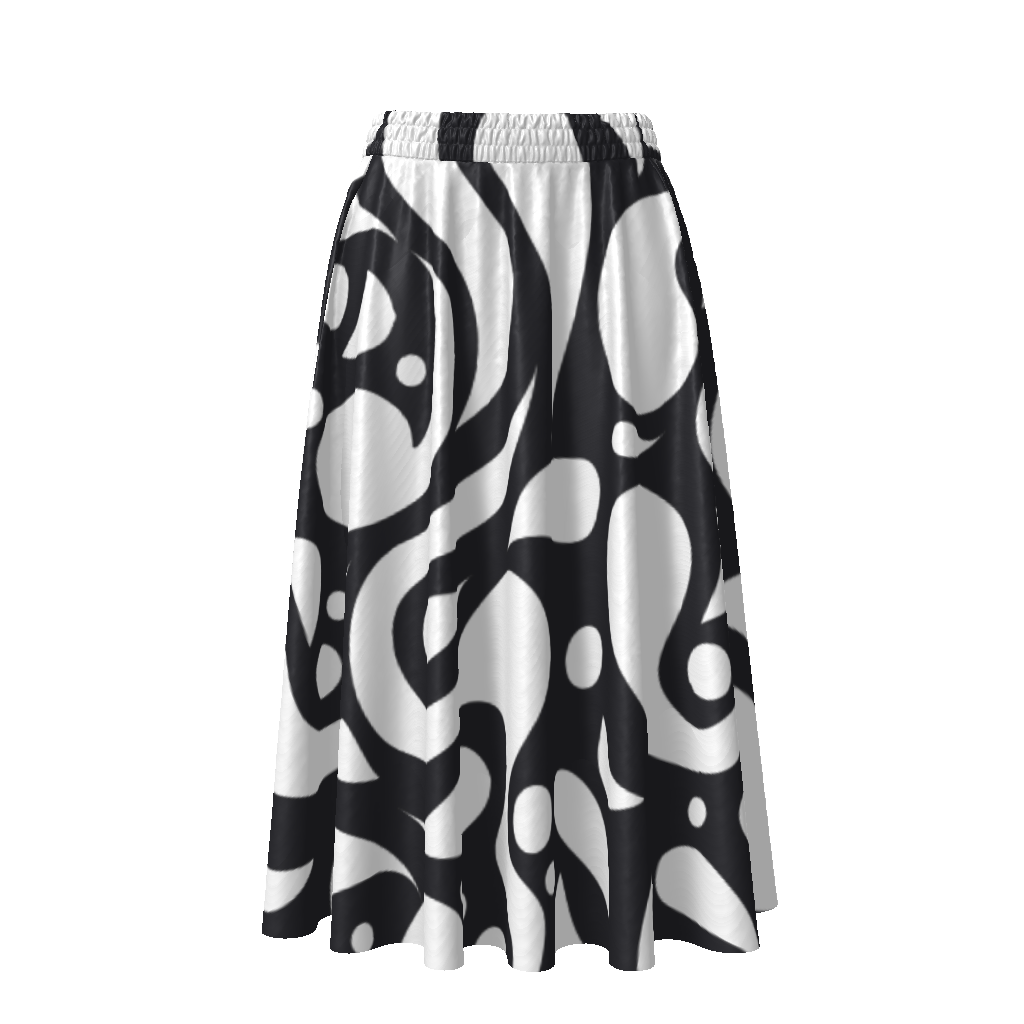 Stripped Flared Midi Skirt